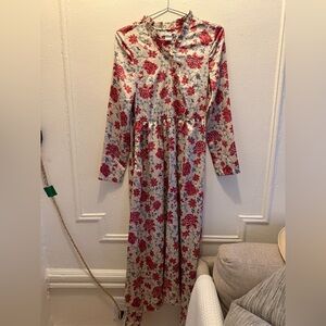 Glamorous Asymmetrical Dress in Red Floral Print